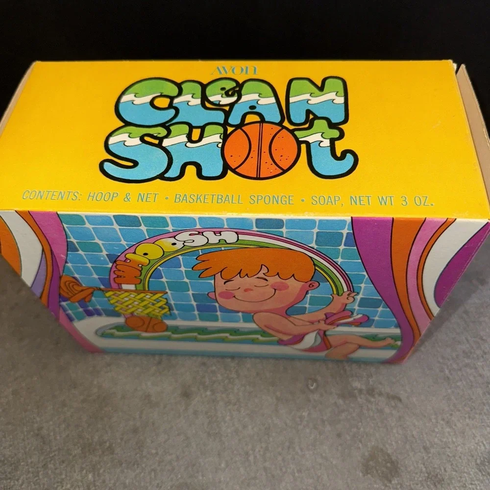 Vintage Avon Clean Shot Hoop Basketball Sponge and Soap 1970 Bathtub Game NEW
